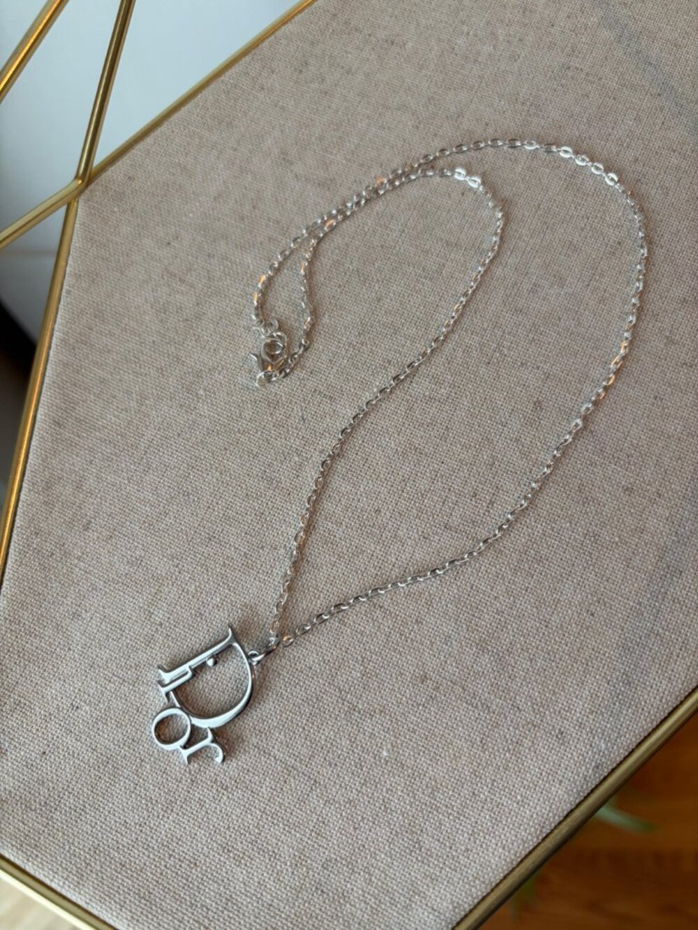 Dior Logo Pendant Necklace NEW - Picture 2 of 4